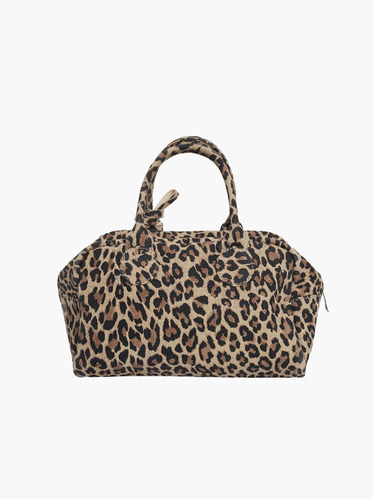 SOFT BOWLING BAG_cream leopard suede