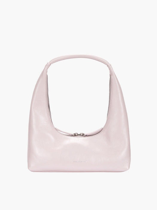 HOBO SHOULDER_pale pink glossy plain