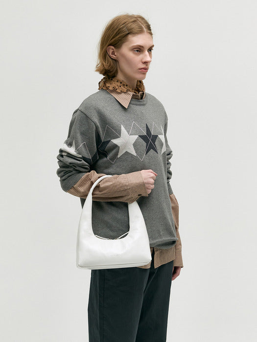 HOBO SHOULDER_off white glossy plain
