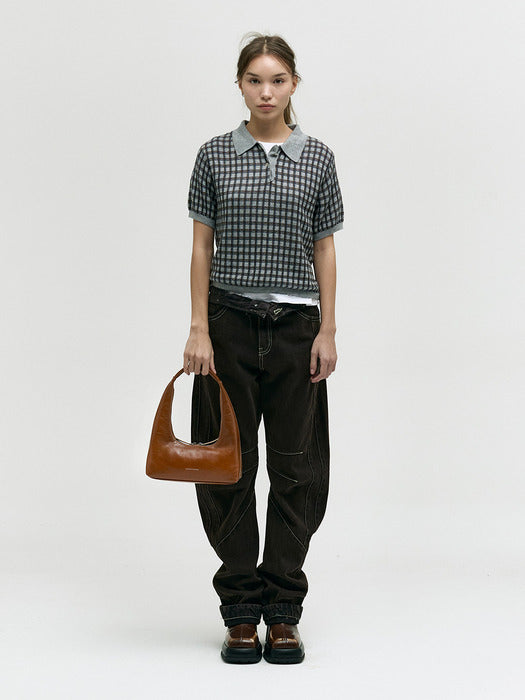 HOBO SHOULDER_brown crinkle
