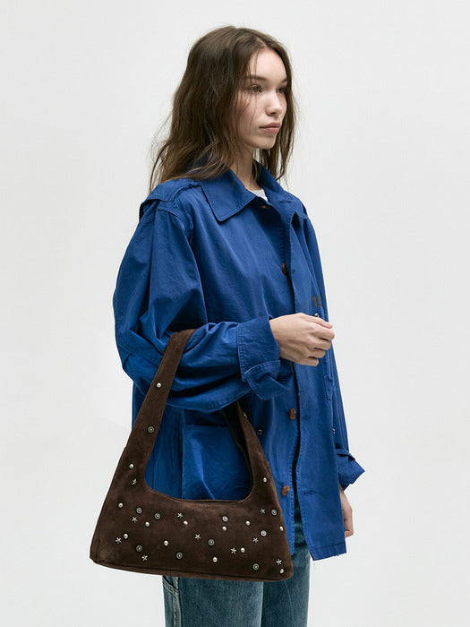 [Margesherwood] Halter HOBO_choco brown studded suede