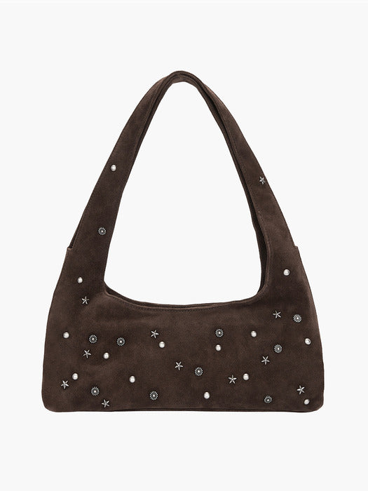 HALTER HOBO_choco brown studded suede