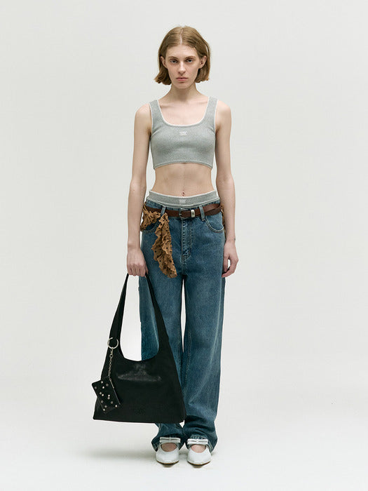 HALTER HOBO LARGE_black washed nappa