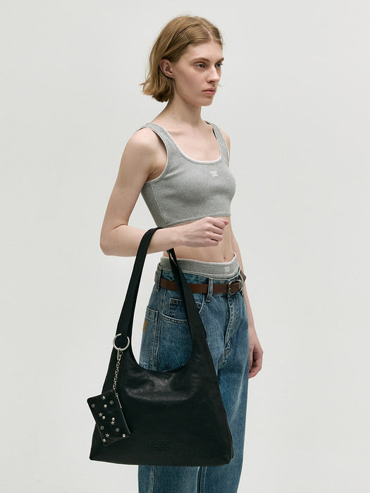 HALTER HOBO LARGE_black washed nappa