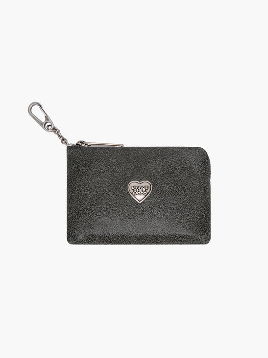 Margesherwood Heart Zipper Wallet Silver Logo cracked