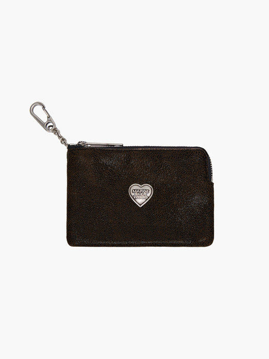 Margesherwood Heart Zipper Wallet Silver Logo cracked