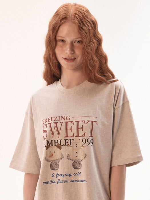 Ambler Vanilla Snowmans Summer T-Shirts (Oatmeal)