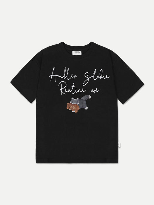 [ambler] Biting little bear T-Shirts AS1204 (Black)
