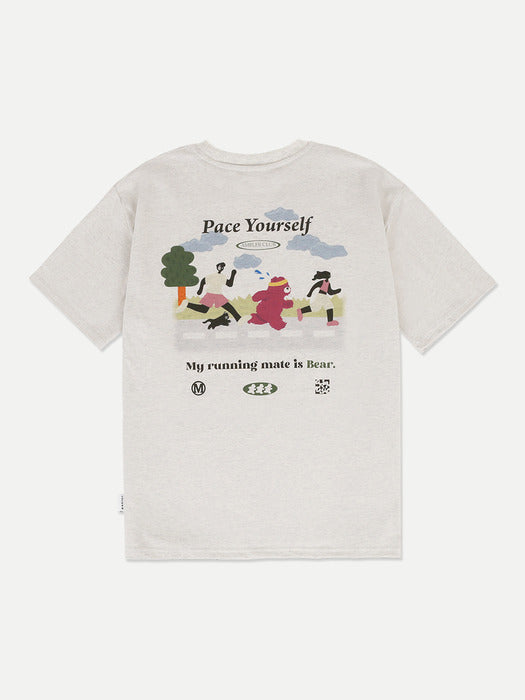 [ambler] Running bear T-Shirts AS1209 (Oatmeal)