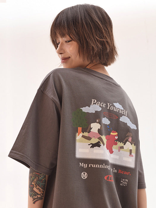 [ambler] Running bear T-Shirts AS1209 (Dark-Gray)