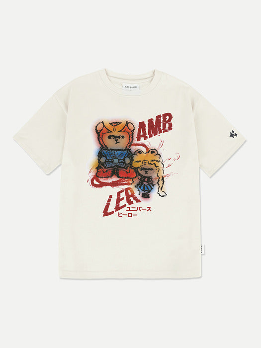 [ambler] Hero bear appears! T-Shirts AS1210 (Ivory)