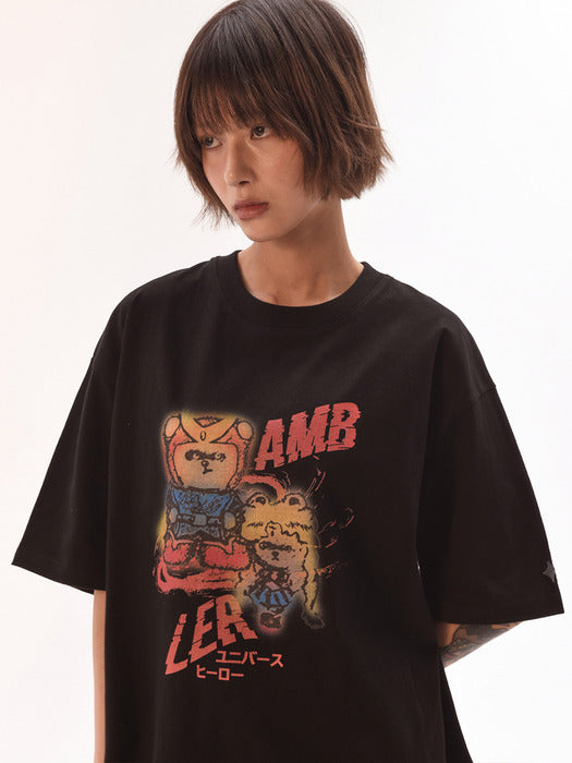 [ambler] Hero bear appears! T-Shirts AS1210 (Black)