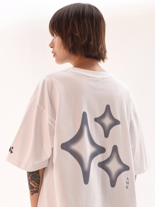 [ambler] Three stars T-Shirts AS1211 (White)