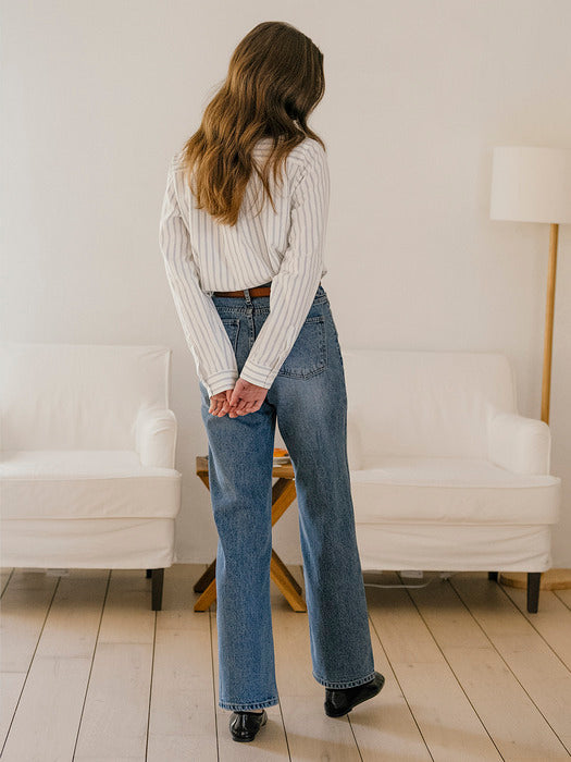 [TILLIDIE] Urban basic wide blue denim_Blue