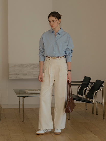 Holly button point wide pants_Cream