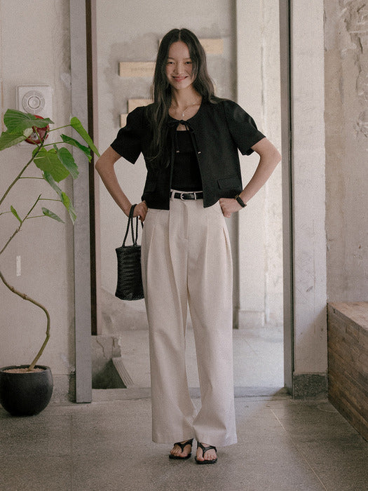 [TILLIDIE] Holly button point wide pants_Cream