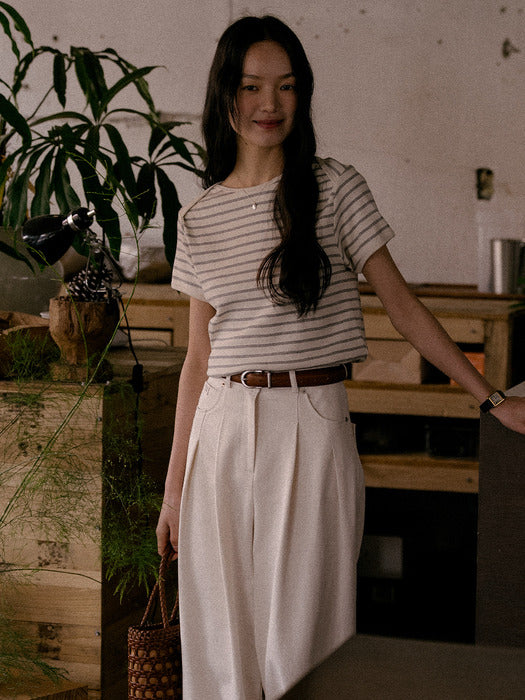 [TILLIDIE] Holly button point wide pants_Cream