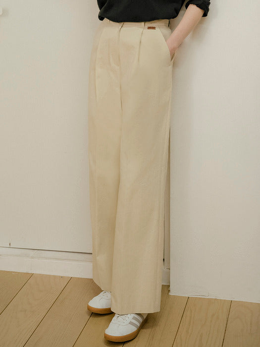 [TILLIDIE] Relax cotton twill pants_Light Beige