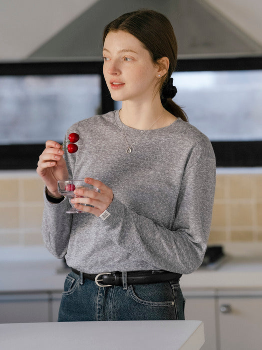 [TILLIDIE] Label point soft slub basic t-Shirt_Melange