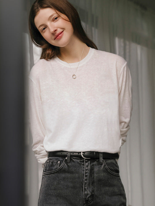 [TILLIDIE] Label point soft slub basic t-Shirt_Ivory