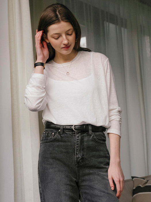 [TILLIDIE] Label point soft slub basic t-Shirt_Ivory