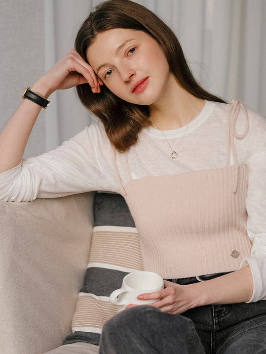 [TILLIDIE] Label point soft slub basic t-Shirt_Ivory