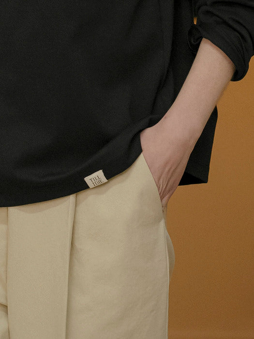 [TILLIDIE] Natural fit slit detail t-shirt_Black