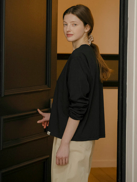 [TILLIDIE] Natural fit slit detail t-shirt_Black