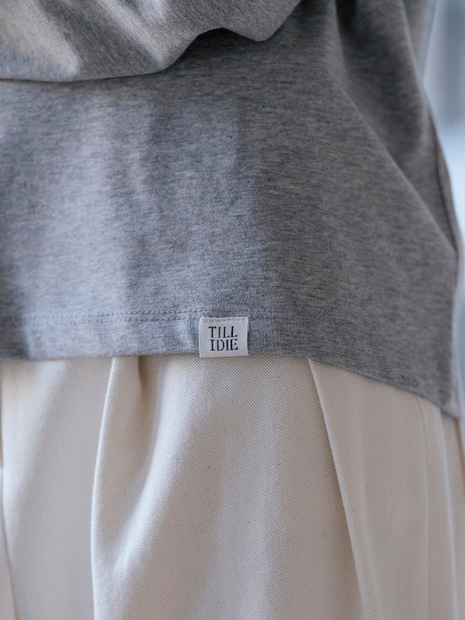 [TILLIDIE] Natural fit slit detail t-shirt_Melange