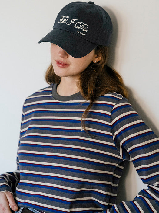 Tillidie Mix stripe heart logo t-shirt Blue