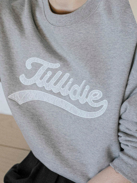 [TILLIDIE] Lace logo point sweatshirt_Melange Gray