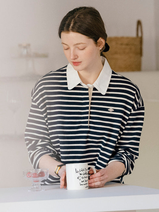 [TILLIDIE] Rugby stripe t-shirt_Navy