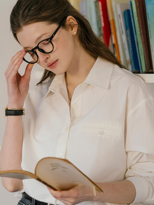 [TILLIDIE] Overfit hidden pocket cotton shirt_Ivory