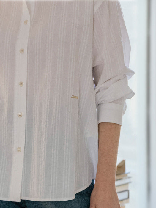 [TILLIDIE] Heritage bio-washing cotton shirt_White
