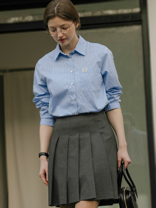 [TILLIDIE] Prestiage stripe cotton shirt_Sky Blue