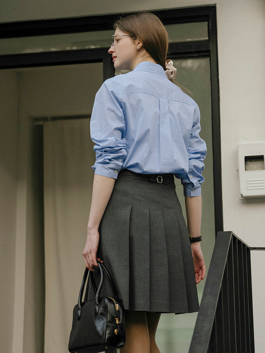 [TILLIDIE] Prestiage stripe cotton shirt_Sky Blue