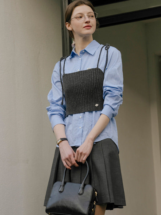 [TILLIDIE] Super fine ramswool bustier_Charcoal