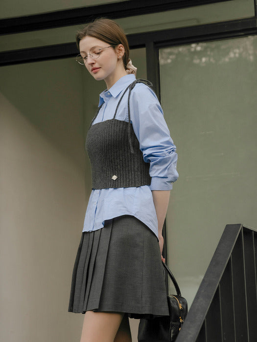 [TILLIDIE] Super fine ramswool bustier_Charcoal