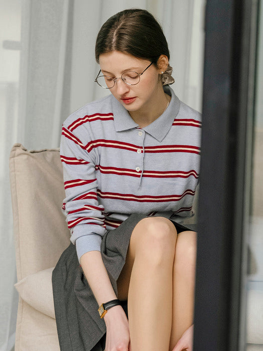 [TILLIDIE] Vibrant stripe wool blended knit_Sky Blue