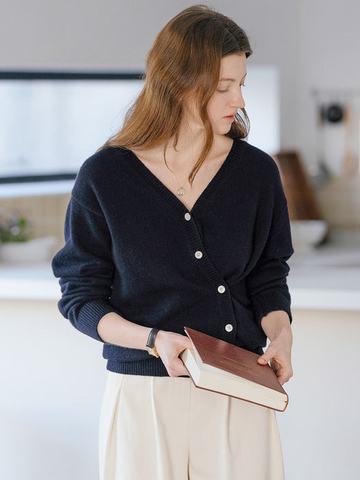 [TILLIDIE] 2way merino wool blended cardigan_Dark Navy