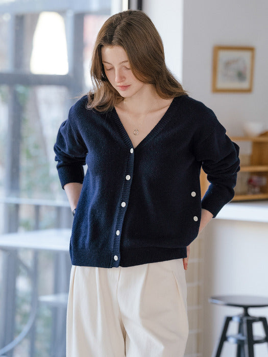 [TILLIDIE] 2way merino wool blended cardigan_Dark Navy