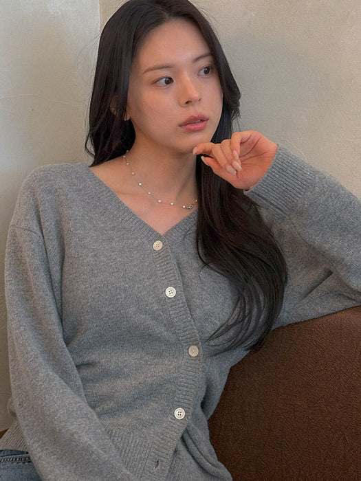 [TILLIDIE] 2way merino wool blended cardigan_Melange Gray