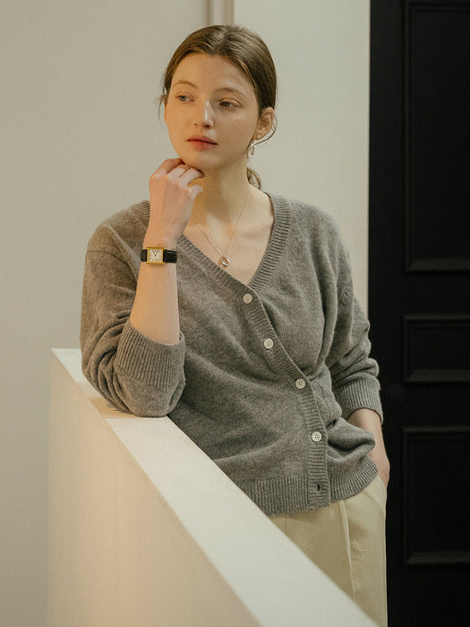 [TILLIDIE] 2way merino wool blended cardigan_Melange Gray