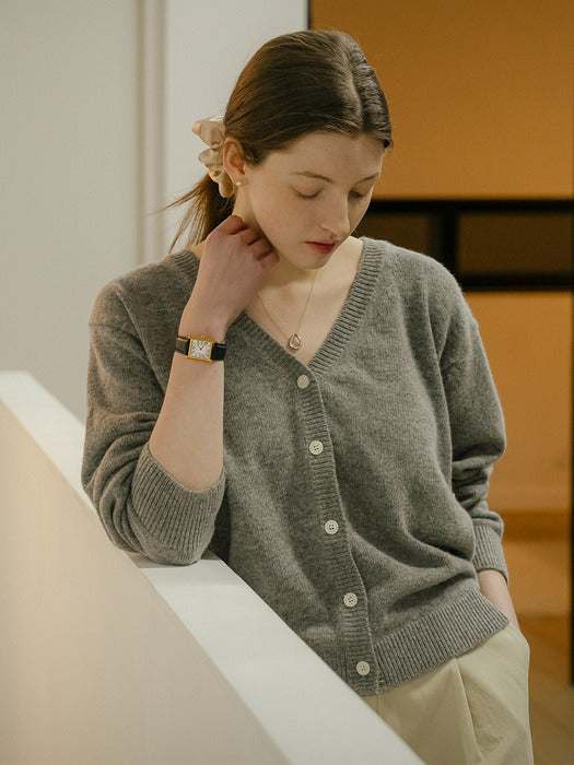 [TILLIDIE] 2way merino wool blended cardigan_Melange Gray