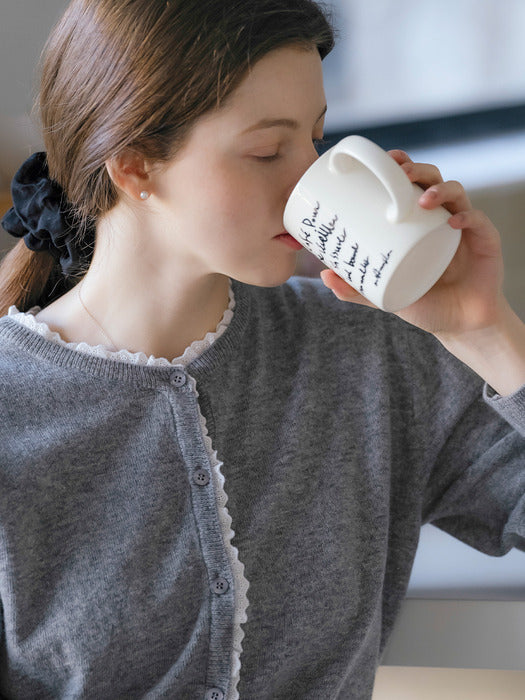 [TILLIDIE] Lace point wool blended cardigan_Gray