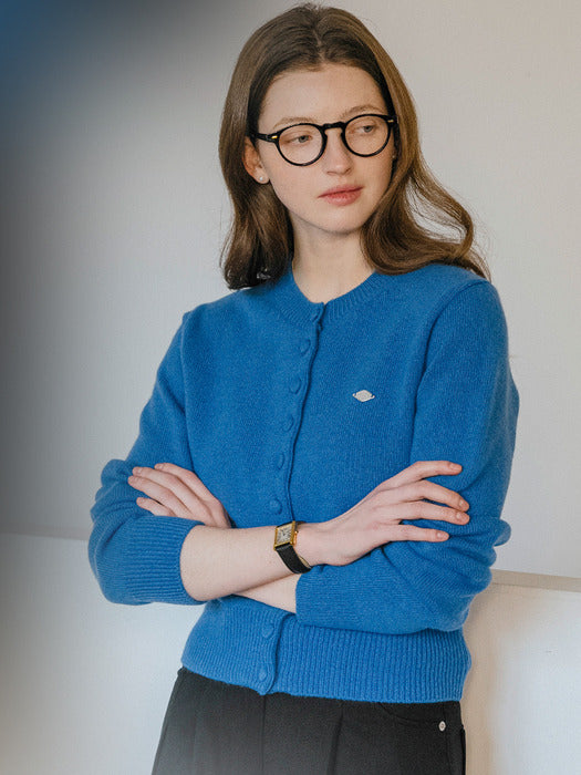 [TILLIDIE] Covered button fine wool blended cardigan_Light Blue