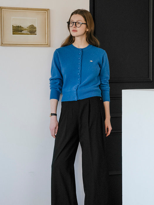 [TILLIDIE] Covered button fine wool blended cardigan_Light Blue