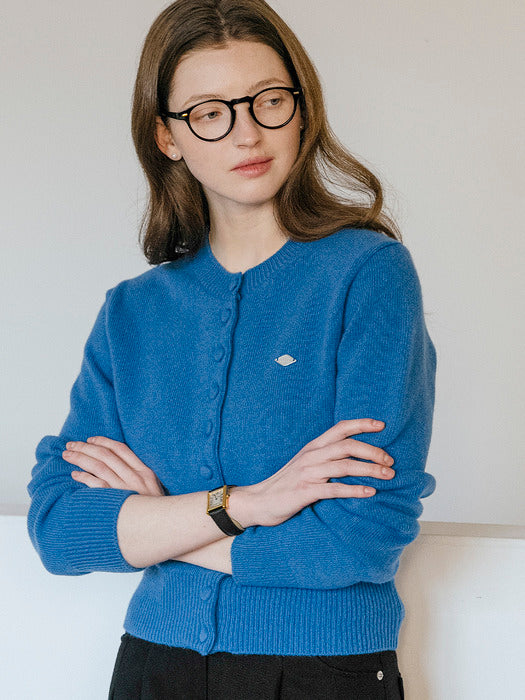 [TILLIDIE] Covered button fine wool blended cardigan_Light Blue