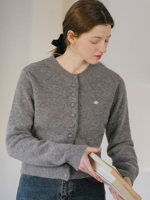 [TILLIDIE] Covered button fine wool blended cardigan_Gray