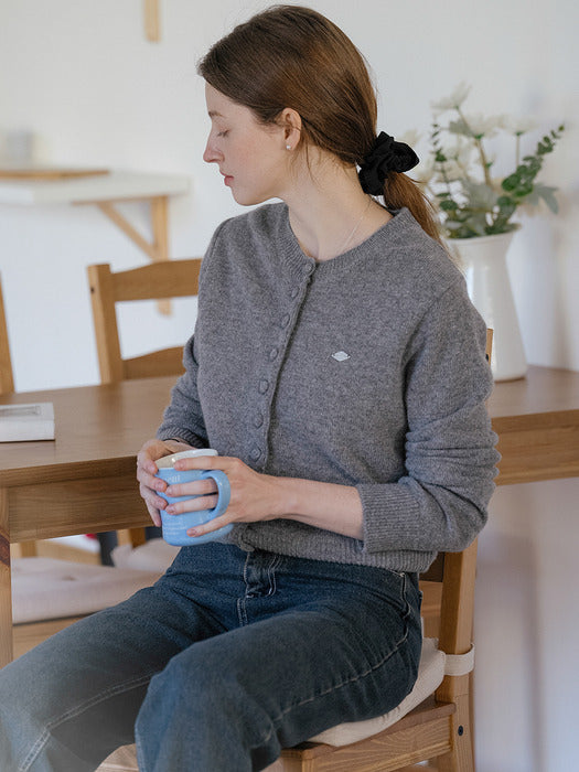 [TILLIDIE] Covered button fine wool blended cardigan_Gray